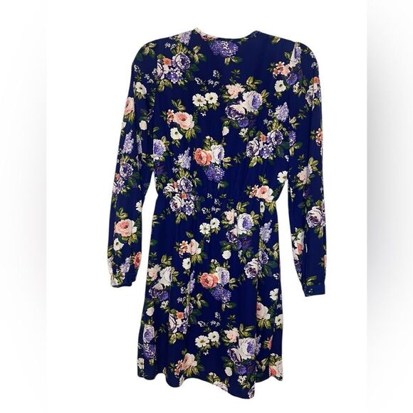 LULU’S NAVY BLUE FLORAL LONG SLEEVE WEDDING GUEST DRESS WOMENS SIZE SMALL - Picture 8 of 8